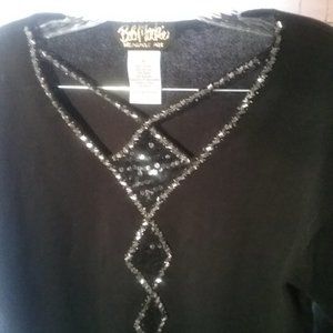 Bob Mackie Wearable Art Black sequin sweater